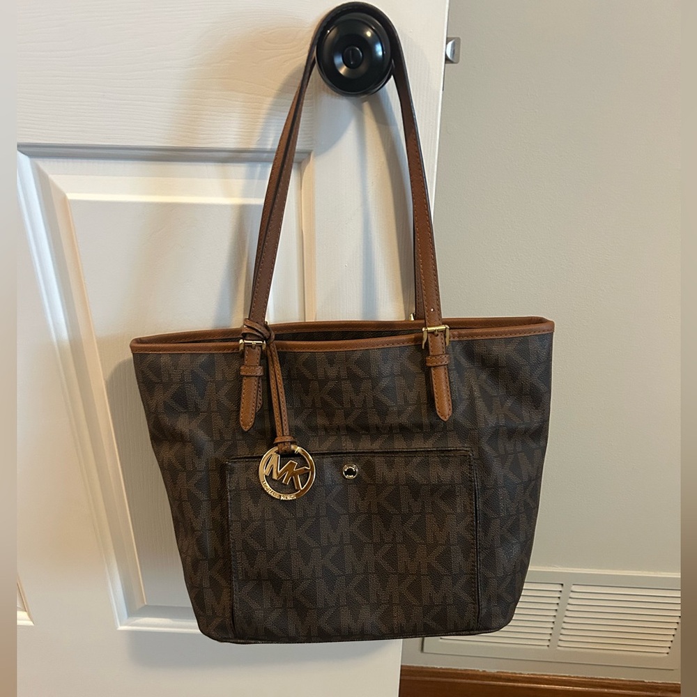 Michael Kors Jet Set Snap Pocket Brown/Acorn Tote